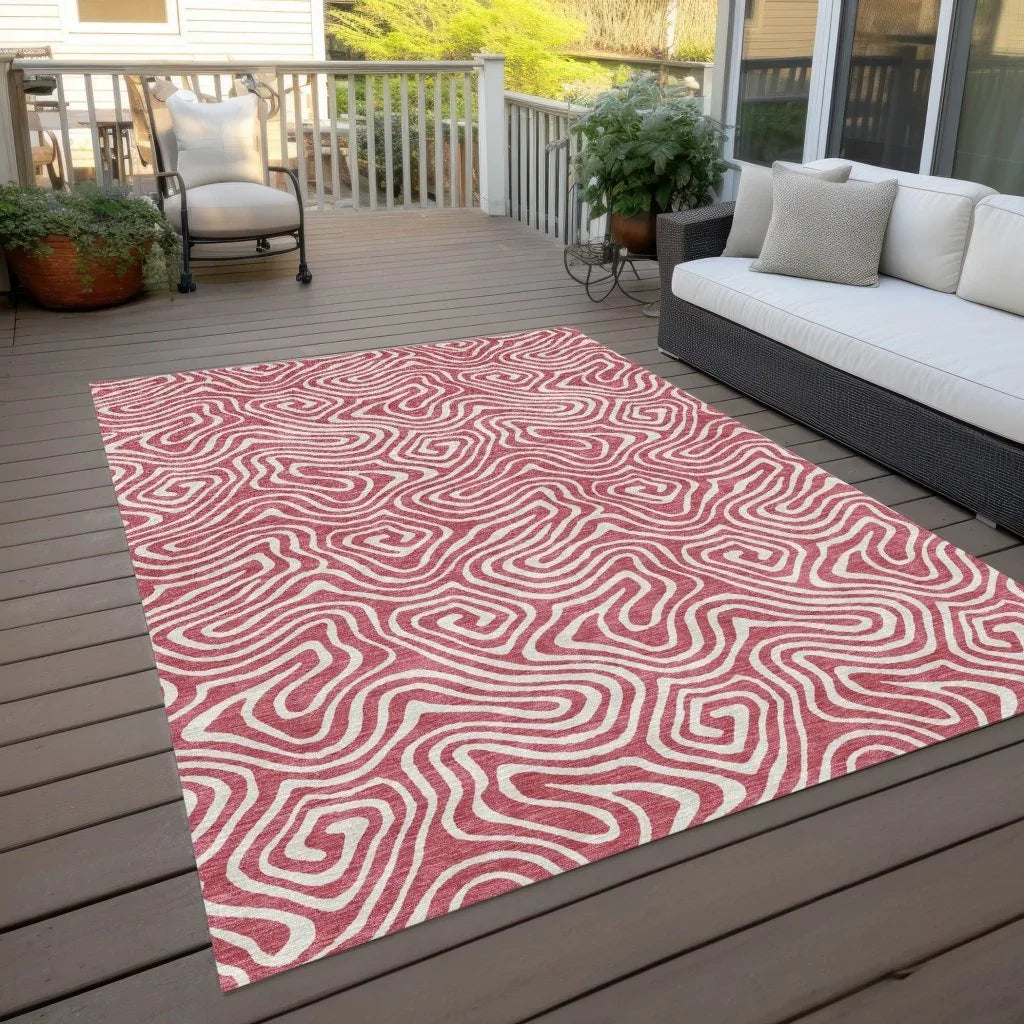 Raya Pink Washable Indoor-Outdoor Rug-Outdoor Rugs-LOOMLAN Rugs-LOOMLAN