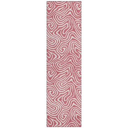 Raya Pink Washable Indoor-Outdoor Rug-Outdoor Rugs-LOOMLAN Rugs-2'3" x 7'6"-LOOMLAN