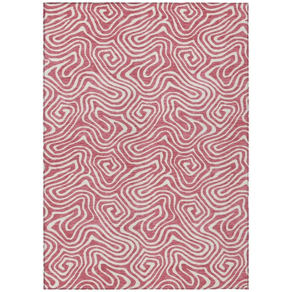 Raya Pink Washable Indoor-Outdoor Rug-Outdoor Rugs-LOOMLAN Rugs-2'6" x 3'10"-LOOMLAN
