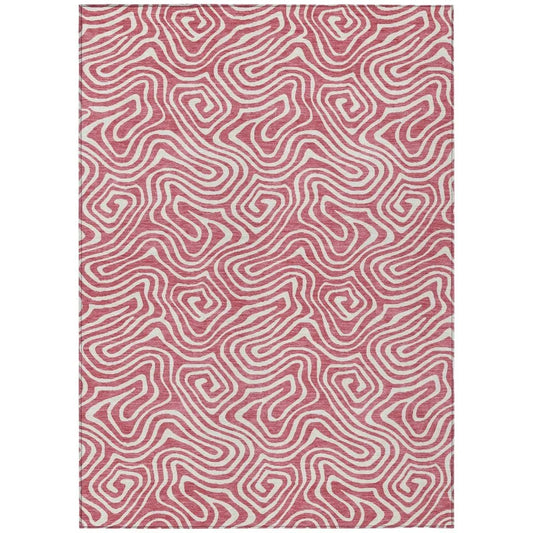 Raya Pink Washable Indoor-Outdoor Rug-Outdoor Rugs-LOOMLAN Rugs-2'6" x 3'10"-LOOMLAN
