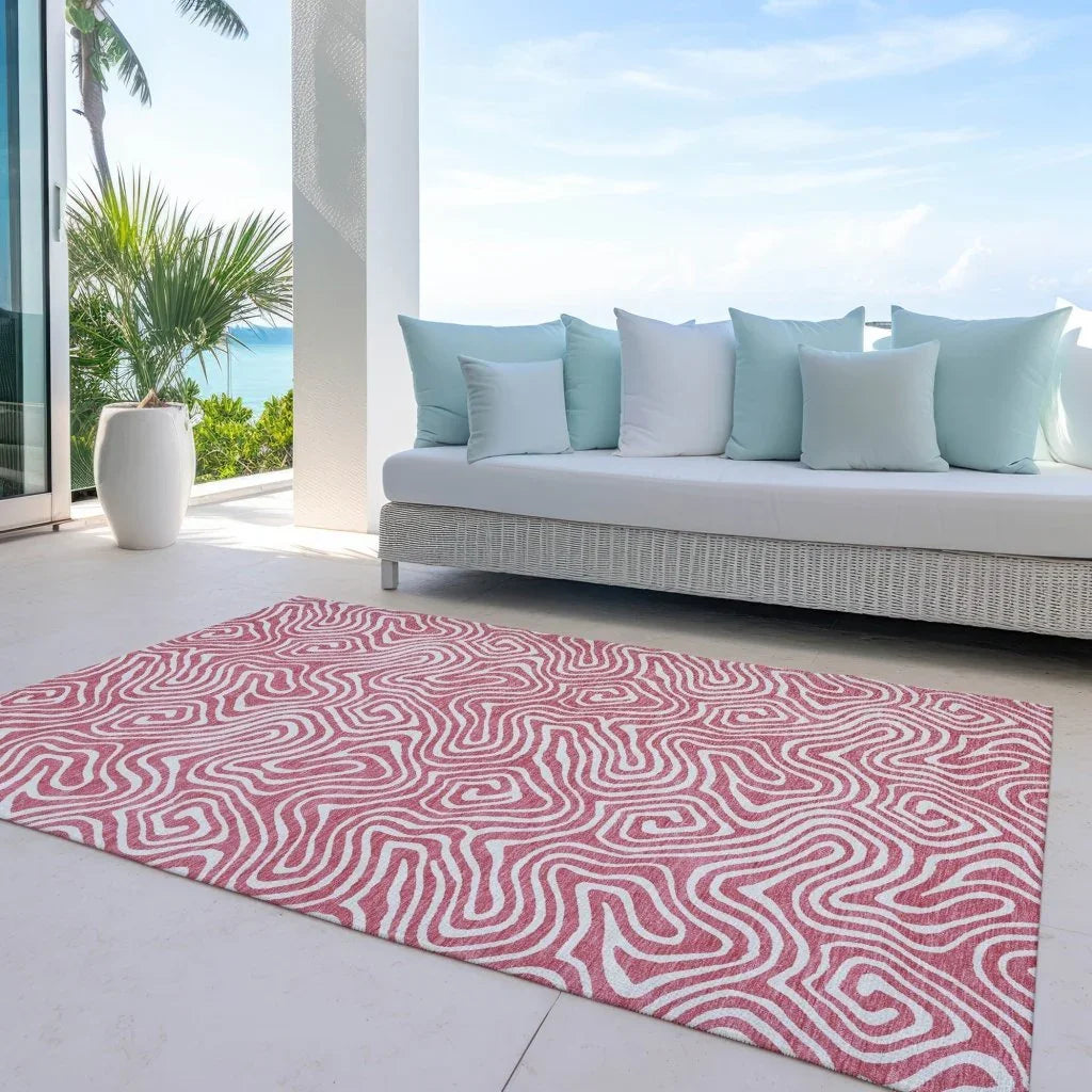Raya Pink Washable Indoor-Outdoor Rug-Outdoor Rugs-LOOMLAN Rugs-LOOMLAN