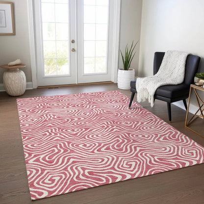 Raya Pink Washable Indoor-Outdoor Rug-Outdoor Rugs-LOOMLAN Rugs-LOOMLAN