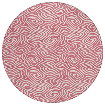 Raya Pink Washable Indoor-Outdoor Rug-Outdoor Rugs-LOOMLAN Rugs-8' x 8'-LOOMLAN