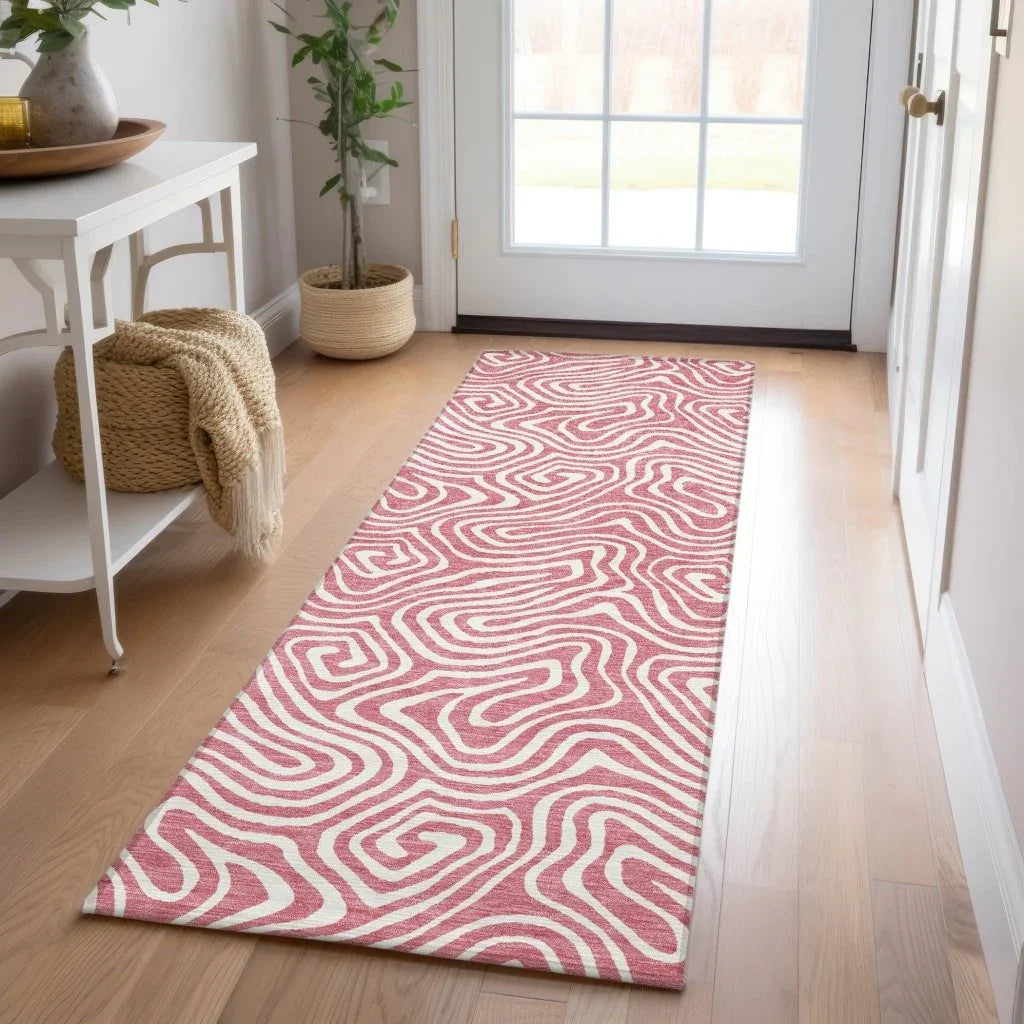 Raya Pink Washable Indoor-Outdoor Rug-Outdoor Rugs-LOOMLAN Rugs-LOOMLAN