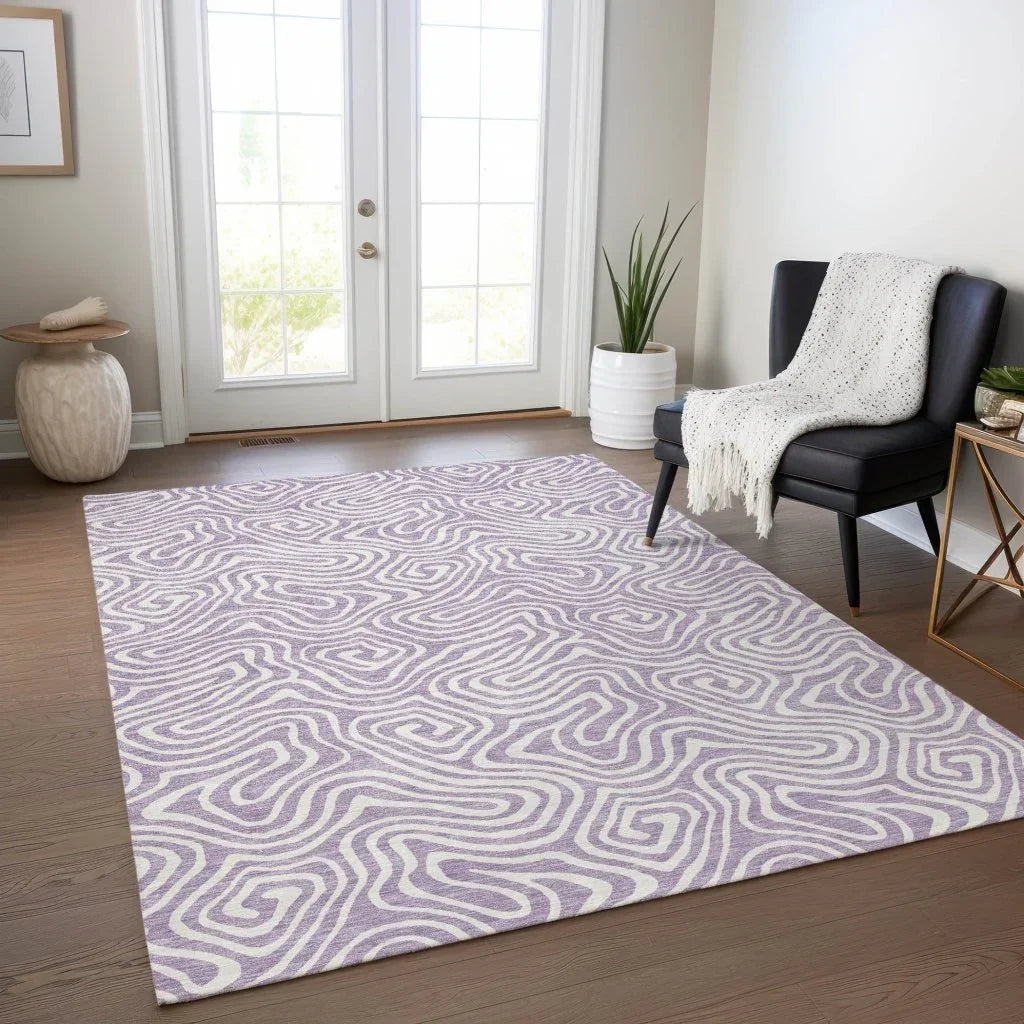 Raya Purple Washable Indoor-Outdoor Rug-Outdoor Rugs-LOOMLAN Rugs-LOOMLAN