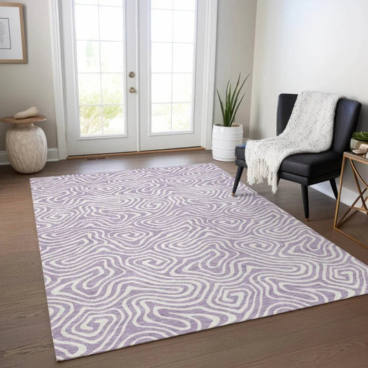 Raya Purple Washable Indoor-Outdoor Rug-Outdoor Rugs-LOOMLAN Rugs-LOOMLAN