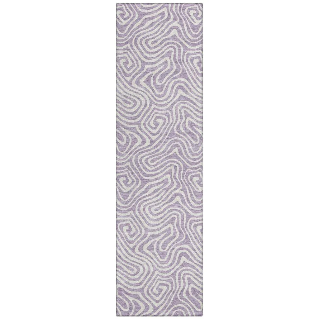 Raya Purple Washable Indoor-Outdoor Rug-Outdoor Rugs-LOOMLAN Rugs-2'3" x 7'6"-LOOMLAN