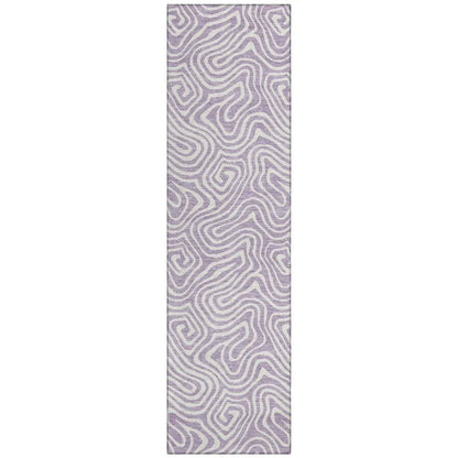 Raya Purple Washable Indoor-Outdoor Rug-Outdoor Rugs-LOOMLAN Rugs-2'3" x 7'6"-LOOMLAN