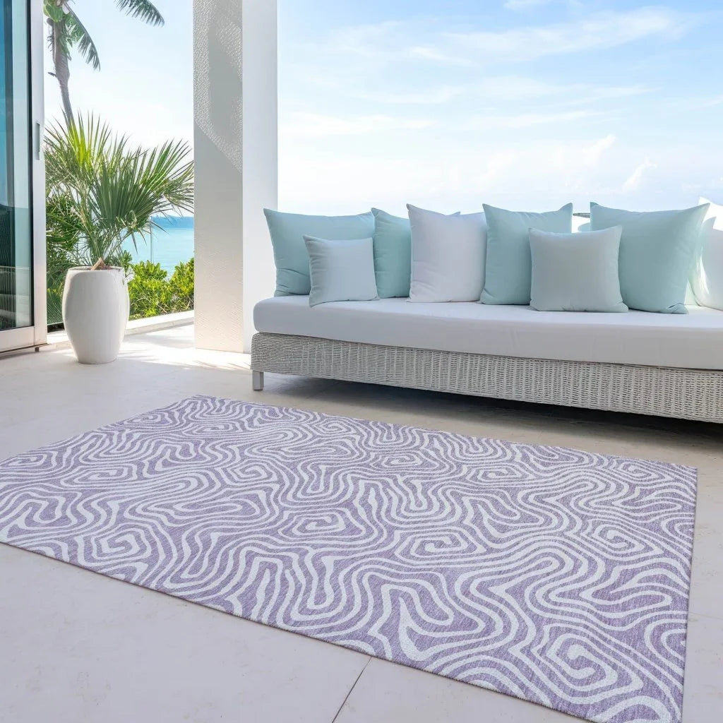 Raya Purple Washable Indoor-Outdoor Rug-Outdoor Rugs-LOOMLAN Rugs-LOOMLAN