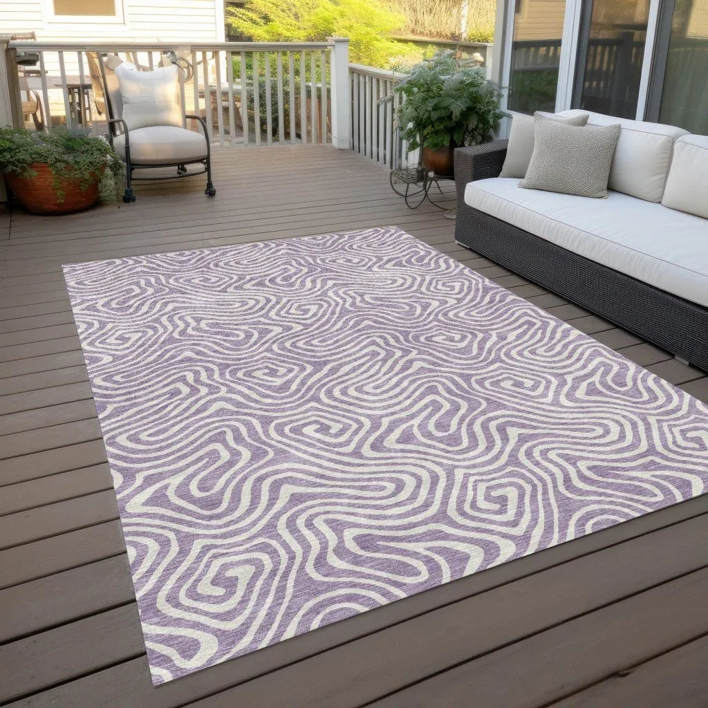 Raya Purple Washable Indoor-Outdoor Rug-Outdoor Rugs-LOOMLAN Rugs-LOOMLAN