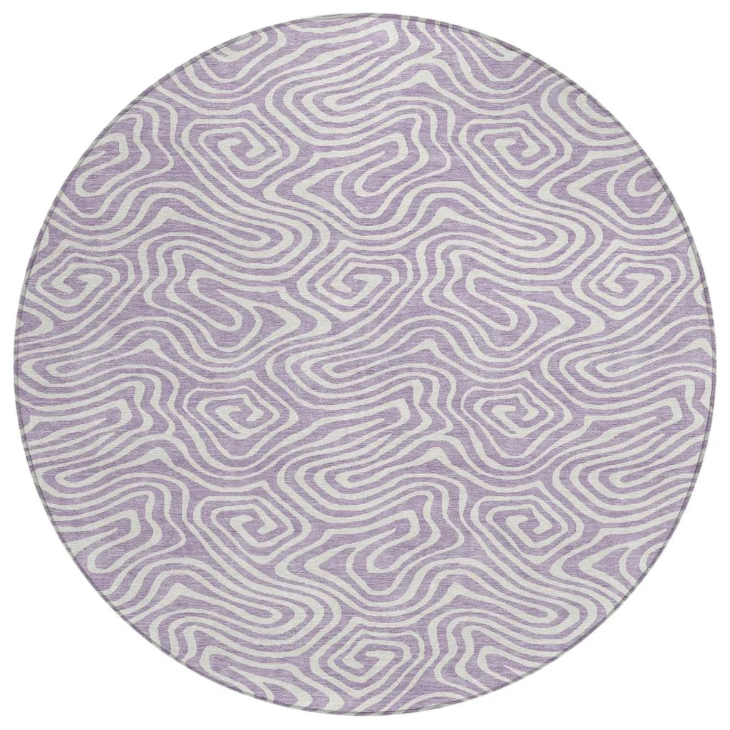 Raya Purple Washable Indoor-Outdoor Rug-Outdoor Rugs-LOOMLAN Rugs-8' x 8'-LOOMLAN
