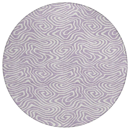 Raya Purple Washable Indoor-Outdoor Rug-Outdoor Rugs-LOOMLAN Rugs-8' x 8'-LOOMLAN