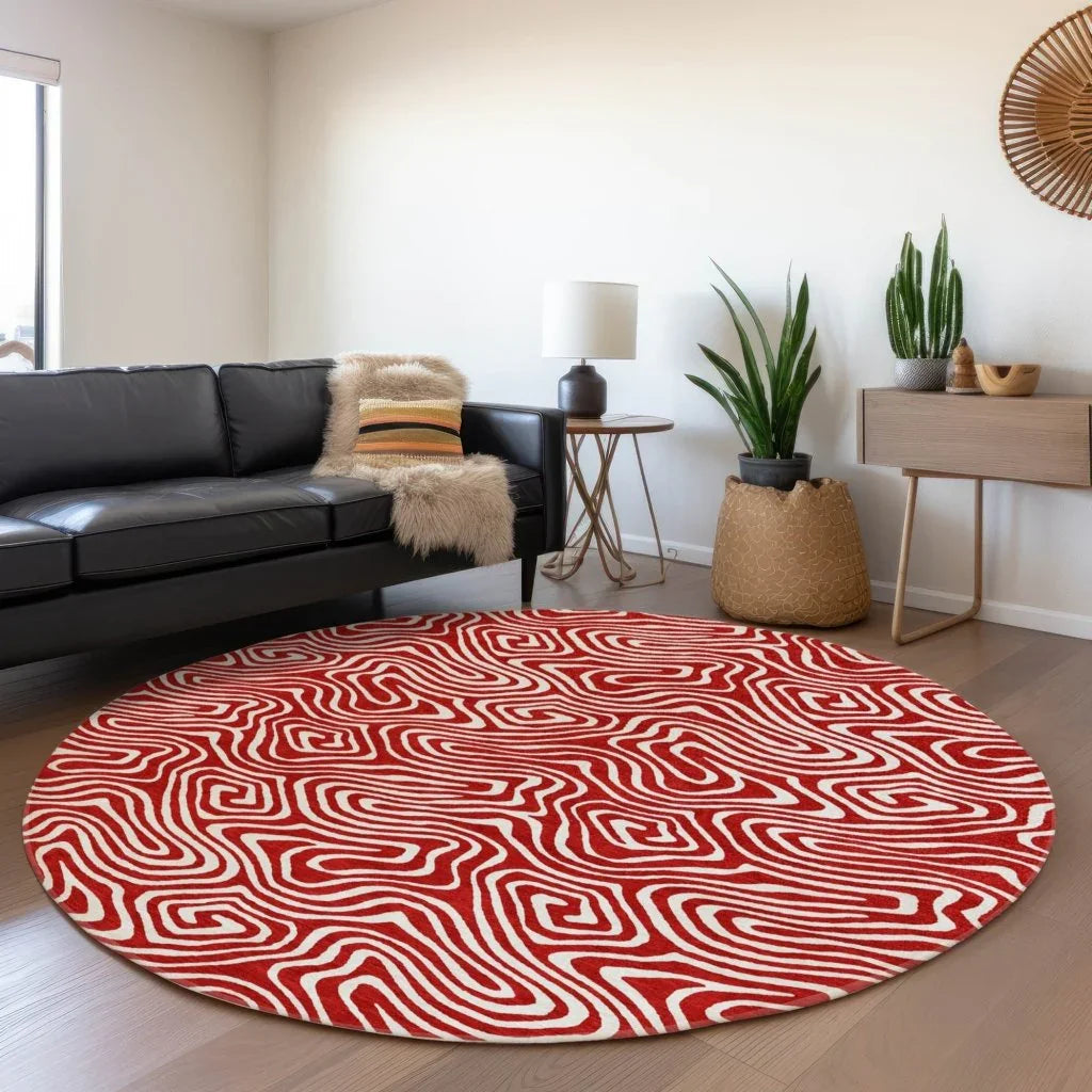 Raya Red Washable Indoor-Outdoor Rug-Outdoor Rugs-LOOMLAN Rugs-LOOMLAN