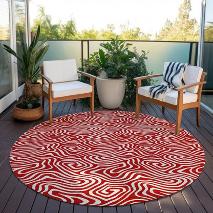 Raya Red Washable Indoor-Outdoor Rug-Outdoor Rugs-LOOMLAN Rugs-LOOMLAN