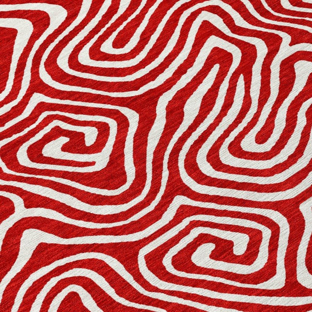 Raya Red Washable Indoor-Outdoor Rug-Outdoor Rugs-LOOMLAN Rugs-LOOMLAN