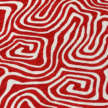 Raya Red Washable Indoor-Outdoor Rug-Outdoor Rugs-LOOMLAN Rugs-LOOMLAN
