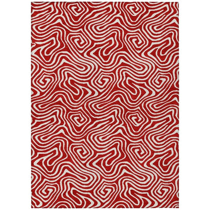 Raya Red Washable Indoor-Outdoor Rug-Outdoor Rugs-LOOMLAN Rugs-2'6" x 3'10"-LOOMLAN