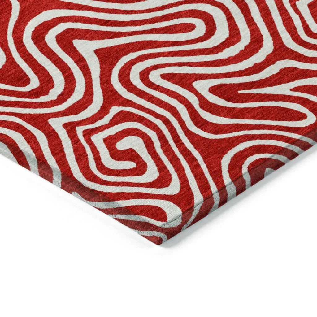 Raya Red Washable Indoor-Outdoor Rug-Outdoor Rugs-LOOMLAN Rugs-LOOMLAN