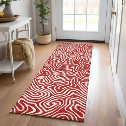 Raya Red Washable Indoor-Outdoor Rug-Outdoor Rugs-LOOMLAN Rugs-LOOMLAN