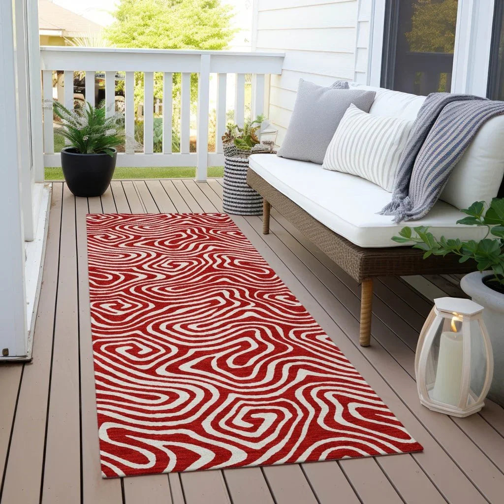 Raya Red Washable Indoor-Outdoor Rug-Outdoor Rugs-LOOMLAN Rugs-LOOMLAN