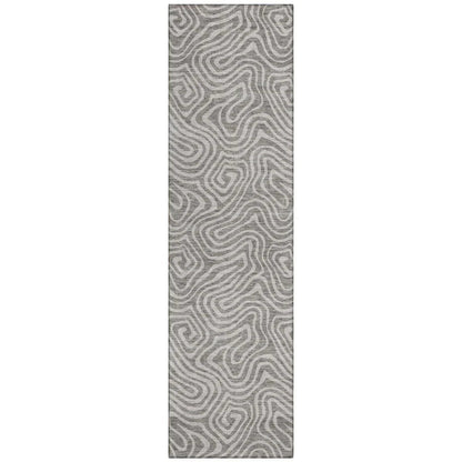 Raya Taupe Washable Indoor-Outdoor Rug-Outdoor Rugs-LOOMLAN Rugs-2'3" x 7'6"-LOOMLAN