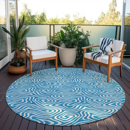 Raya Teal Washable Indoor-Outdoor Rug-Outdoor Rugs-LOOMLAN Rugs-LOOMLAN