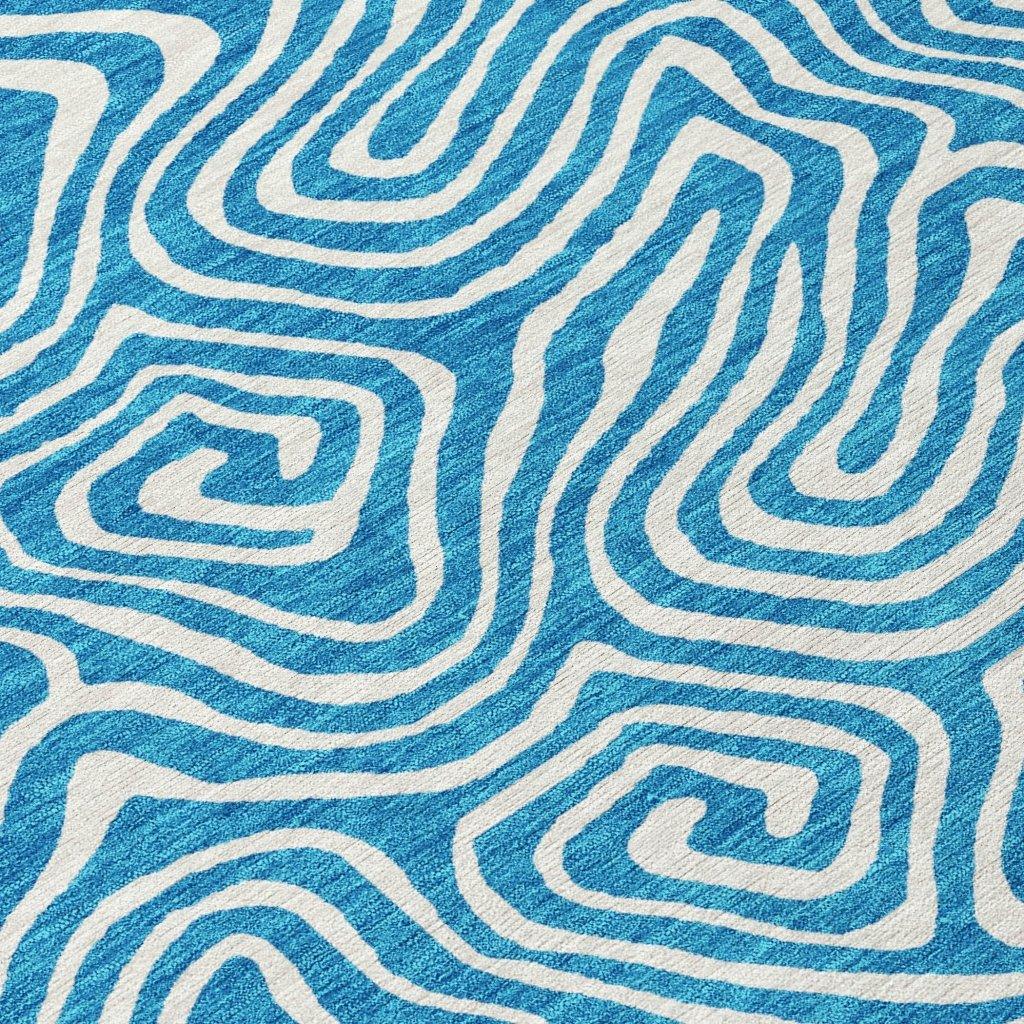Raya Teal Washable Indoor-Outdoor Rug-Outdoor Rugs-LOOMLAN Rugs-LOOMLAN