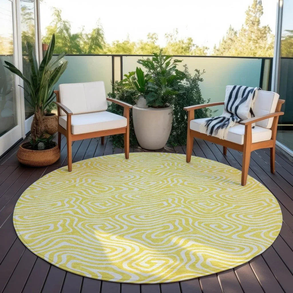 Raya Yellow Washable Indoor-Outdoor Rug-Outdoor Rugs-LOOMLAN Rugs-LOOMLAN