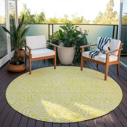 Raya Yellow Washable Indoor-Outdoor Rug-Outdoor Rugs-LOOMLAN Rugs-LOOMLAN