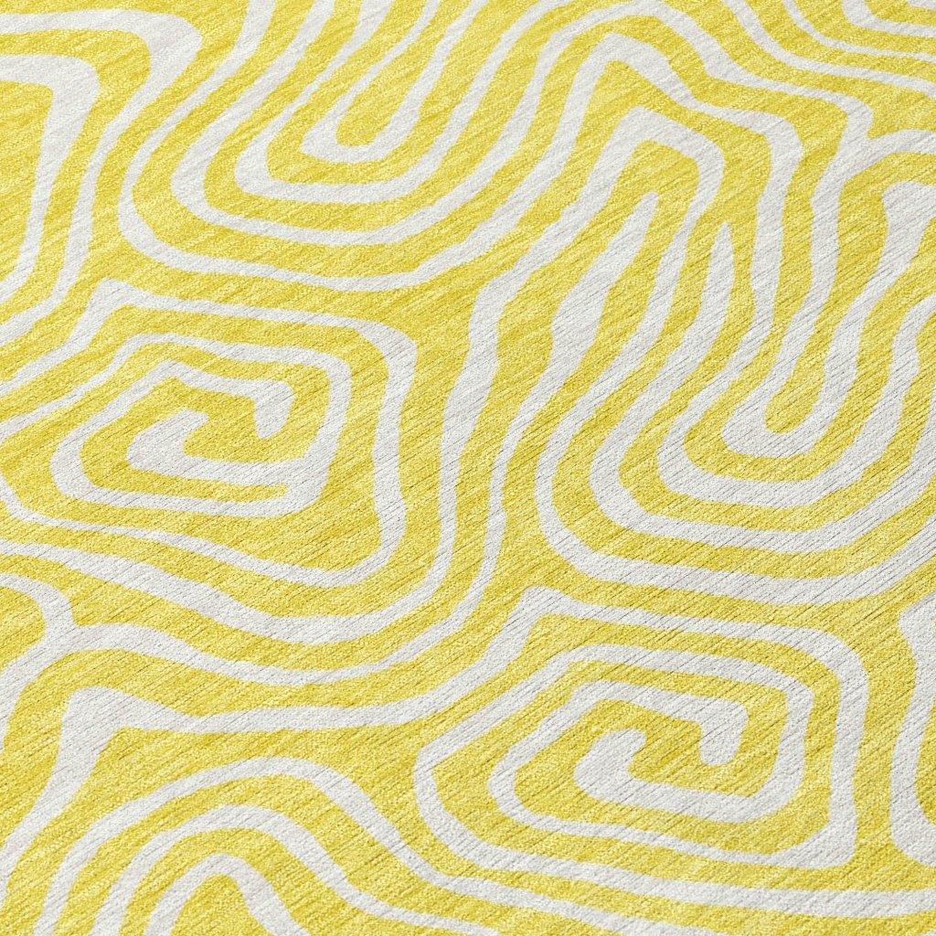 Raya Yellow Washable Indoor-Outdoor Rug-Outdoor Rugs-LOOMLAN Rugs-LOOMLAN