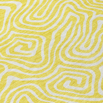 Raya Yellow Washable Indoor-Outdoor Rug-Outdoor Rugs-LOOMLAN Rugs-LOOMLAN