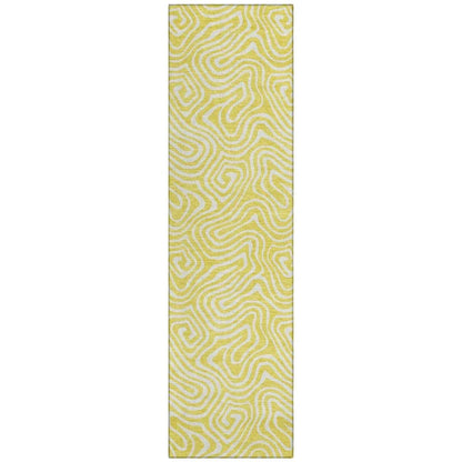 Raya Yellow Washable Indoor-Outdoor Rug-Outdoor Rugs-LOOMLAN Rugs-2'3" x 7'6"-LOOMLAN