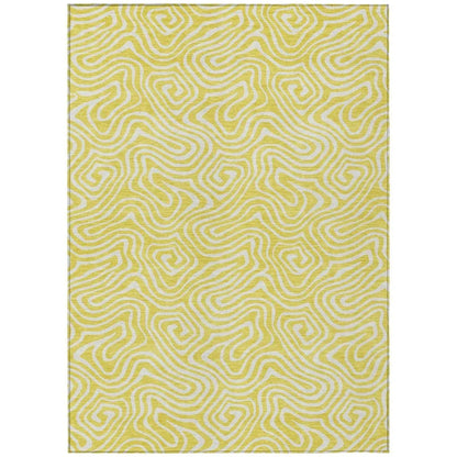 Raya Yellow Washable Indoor-Outdoor Rug-Outdoor Rugs-LOOMLAN Rugs-2'6" x 3'10"-LOOMLAN