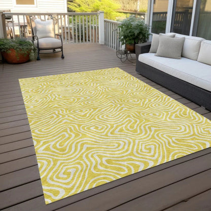 Raya Yellow Washable Indoor-Outdoor Rug-Outdoor Rugs-LOOMLAN Rugs-LOOMLAN