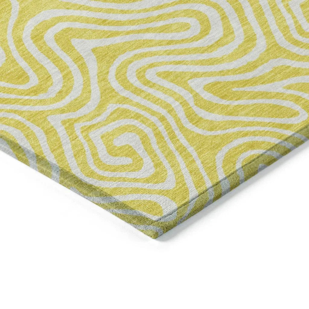 Raya Yellow Washable Indoor-Outdoor Rug-Outdoor Rugs-LOOMLAN Rugs-LOOMLAN