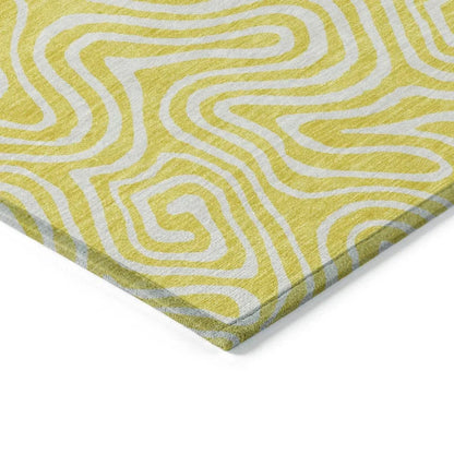 Raya Yellow Washable Indoor-Outdoor Rug-Outdoor Rugs-LOOMLAN Rugs-LOOMLAN