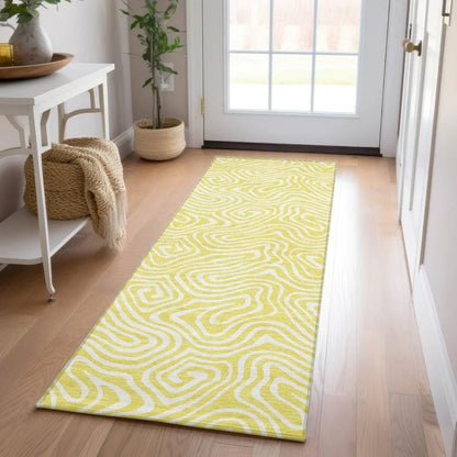 Raya Yellow Washable Indoor-Outdoor Rug-Outdoor Rugs-LOOMLAN Rugs-LOOMLAN