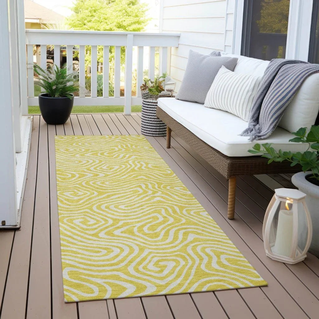 Raya Yellow Washable Indoor-Outdoor Rug-Outdoor Rugs-LOOMLAN Rugs-LOOMLAN