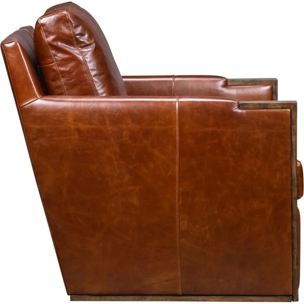 Rebecca Timeless Style Leather Swivel Chair - LOOMLAN - Olivia + Quinn - Club Chairs