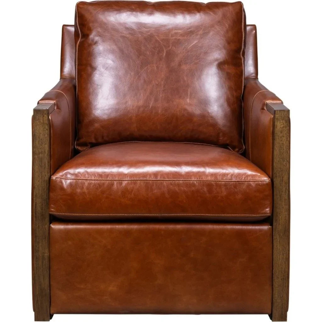Rebecca Timeless Style Leather Swivel Chair - LOOMLAN - Olivia + Quinn - Club Chairs