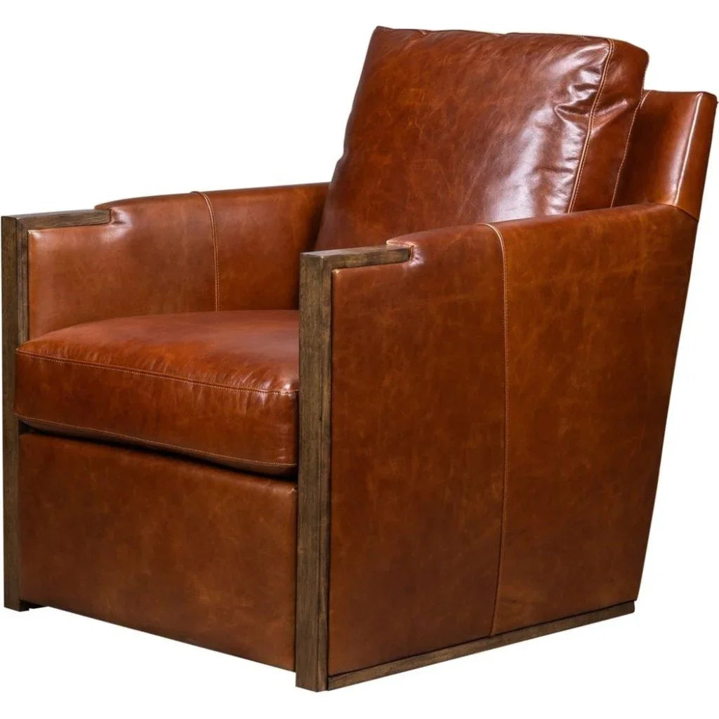 Rebecca Timeless Style Leather Swivel Chair - LOOMLAN - Olivia + Quinn - Club Chairs