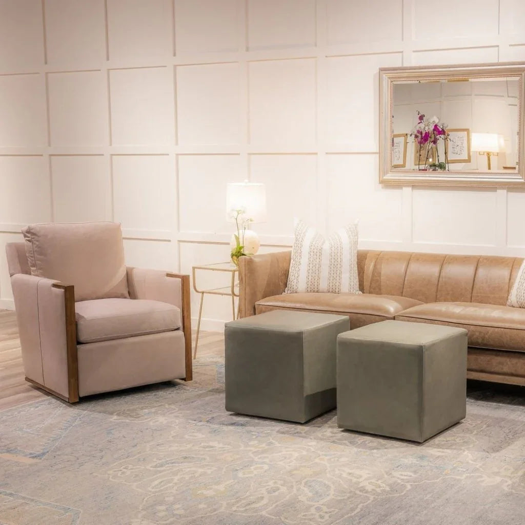 Rebecca Timeless Style Leather Swivel Chair - LOOMLAN - Olivia + Quinn - Club Chairs