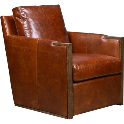 Rebecca Timeless Style Leather Swivel Chair - LOOMLAN - Olivia + Quinn - Club Chairs