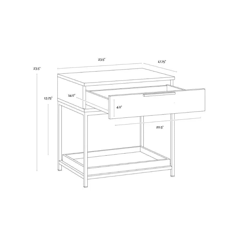Rebel Wooden Iron Modern Nightstand - LOOMLAN - SUNPAN - Nightstands