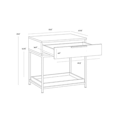 Rebel Wooden Iron Modern Nightstand - LOOMLAN - SUNPAN - Nightstands