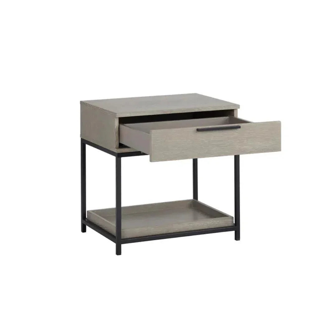 Rebel Wooden Iron Modern Nightstand - LOOMLAN - SUNPAN - Nightstands