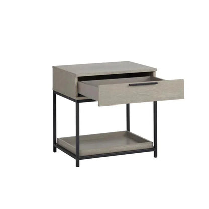 Rebel Wooden Iron Modern Nightstand - LOOMLAN - SUNPAN - Nightstands