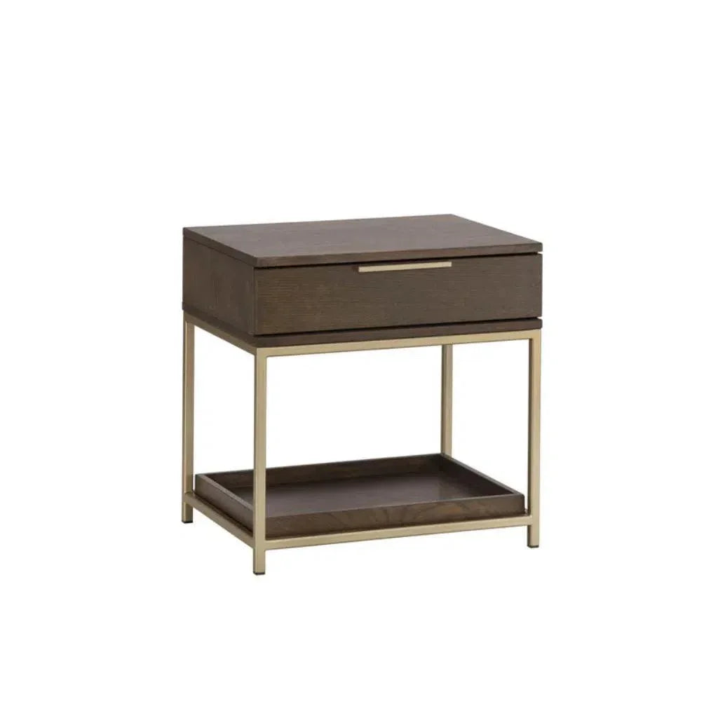 Rebel Wooden Iron Modern Nightstand - LOOMLAN - SUNPAN - Nightstands