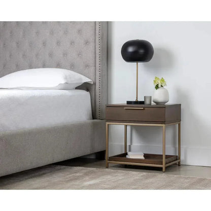 Rebel Wooden Iron Modern Nightstand - LOOMLAN - SUNPAN - Nightstands
