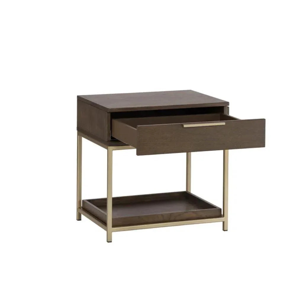 Rebel Wooden Iron Modern Nightstand - LOOMLAN - SUNPAN - Nightstands